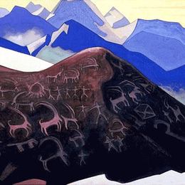 尼古拉斯·罗瑞奇(Nicholas Roerich)高清作品:Lahaul rocks (Signs of Gesar)