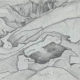 尼古拉斯·罗瑞奇(Nicholas Roerich)高清作品:Rani Nulla river on Kulu side of Rohtang pass