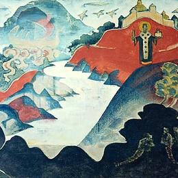 尼古拉斯·罗瑞奇(Nicholas Roerich)高清作品:Saint Nicholas (Nicola Mozhaisky)