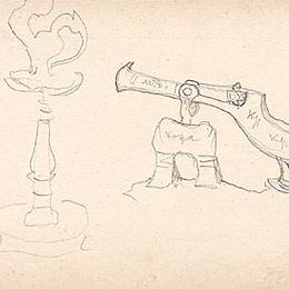 尼古拉斯·罗瑞奇(Nicholas Roerich)高清作品:Sketch of lamp and Tsar-Cannon for Rimsky-Korsakovs opera