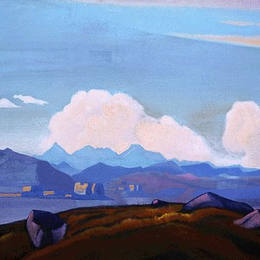 《从西藏看珠穆朗玛峰》尼古拉斯·罗瑞奇(Nicholas Roerich)高清作品欣赏