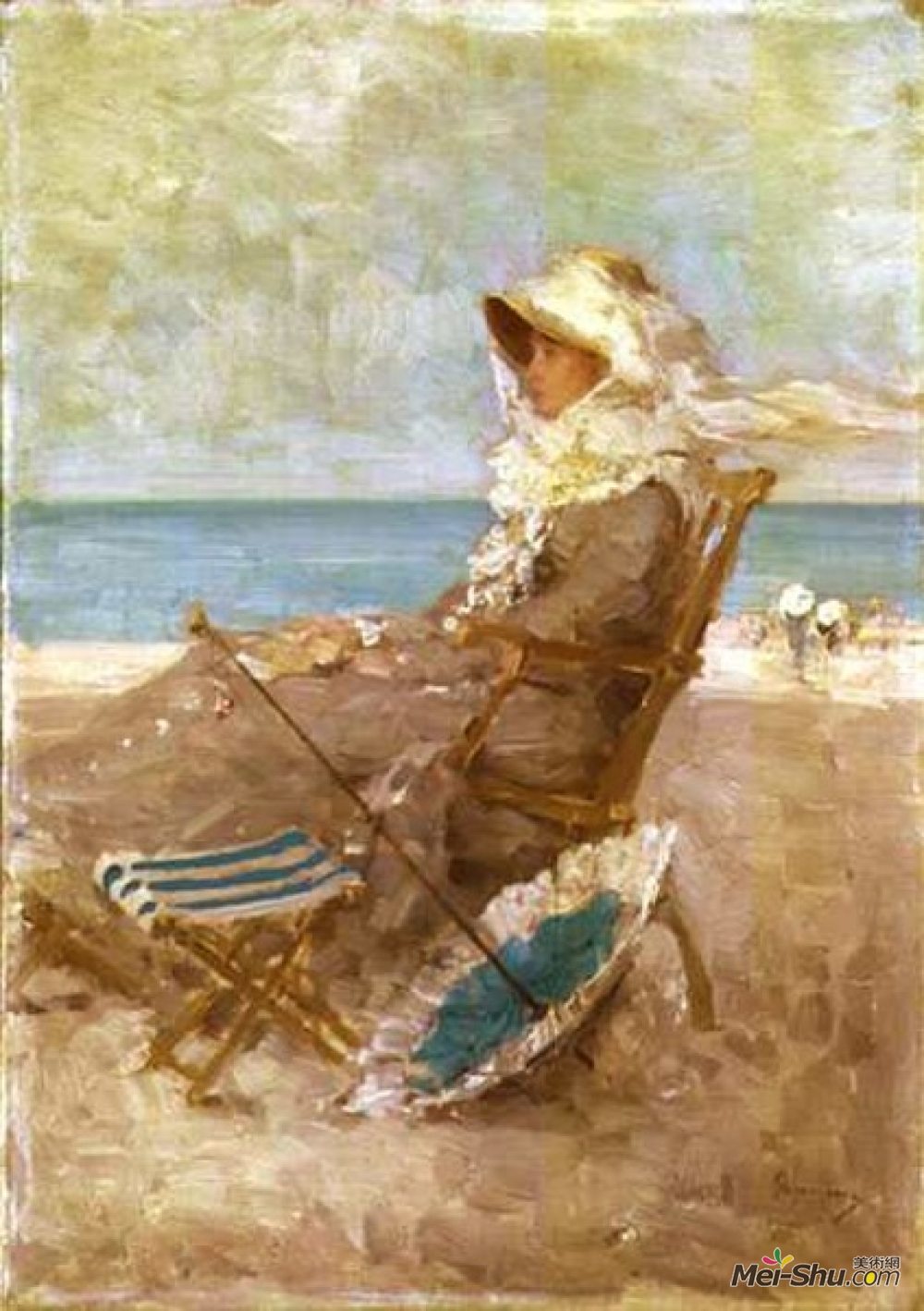 毕加索沙滩上的女子图片