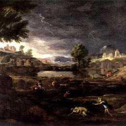 尼古拉斯·普桑(Nicolas Poussin)高清作品:Stormy Landscape with Pyramus and Thisbe