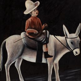 《骑在驴上的男孩》皮罗斯马尼(Niko Pirosmani)高清作品欣赏