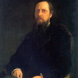 尼古拉格(Nikolai Ge)高清作品:Portrait of the Author Mikhail Saltykov-Shchedrin
