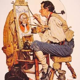 《管碗牌油漆工》诺曼·洛克威尔(Norman Rockwell)高清作品欣赏