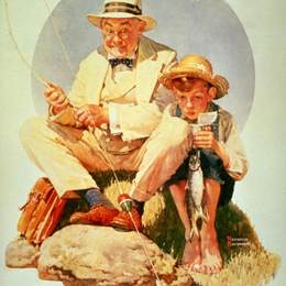 《垂钓》诺曼·洛克威尔(Norman Rockwell)高清作品欣赏