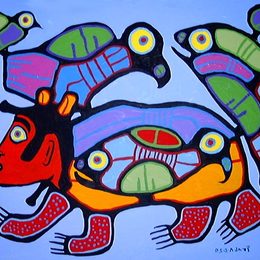 《熊走》诺娃尔·墨里塞奥(Norval Morrisseau)高清作品欣赏