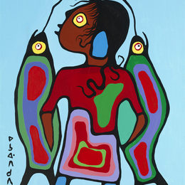 《带鱼的男孩》诺娃尔·墨里塞奥(Norval Morrisseau)高清作品欣赏