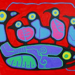 《潜鸟家族》诺娃尔·墨里塞奥(Norval Morrisseau)高清作品欣赏