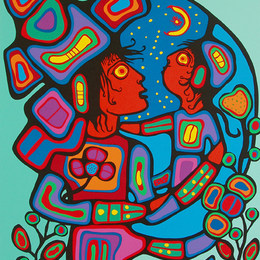 《母子》诺娃尔·墨里塞奥(Norval Morrisseau)高清作品欣赏