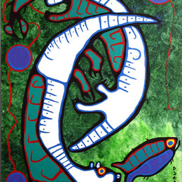 《水獭》诺娃尔·墨里塞奥(Norval Morrisseau)高清作品欣赏