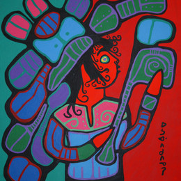 《红色与绿色萨满》诺娃尔·墨里塞奥(Norval Morrisseau)高清作品欣赏