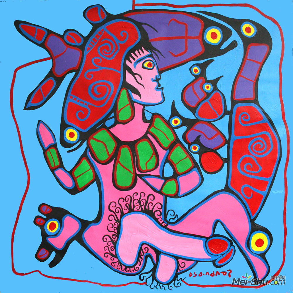 爾·墨裡塞奧(norval morrisseau)高清作品《無題(性薩滿)》作品名