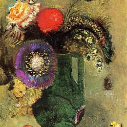 《带花瓶的绿色花瓶》奥迪隆·雷东(Odilon Redon)高清作品欣赏