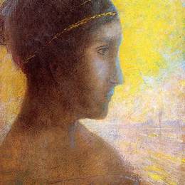 《一位年轻女性的头像》奥迪隆·雷东(Odilon Redon)高清作品欣赏