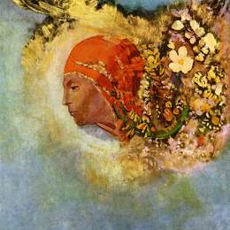 《头与花》奥迪隆·雷东(Odilon Redon)高清作品欣赏