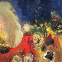 《红色狮身人面像》奥迪隆·雷东(Odilon Redon)高清作品欣赏