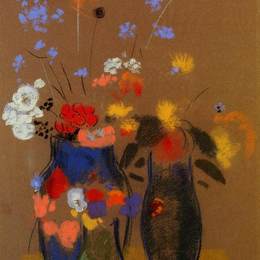 《花三瓶》奥迪隆·雷东(Odilon Redon)高清作品欣赏