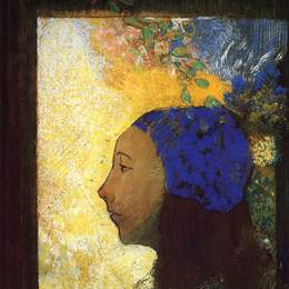 《戴蓝色帽子的年轻女孩》奥迪隆·雷东(Odilon Redon)高清作品欣赏