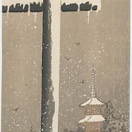 《雪里的乌鸦和乌鸦》小原古邨(Ohara Koson)高清作品欣赏