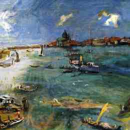 奥斯卡·科柯施卡(Oskar Kokoschka)高清作品:Venice - Boats on the Dogana