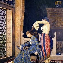 《梳头的女士》奥斯曼哈姆迪贝(Osman Hamdi)高清作品欣赏