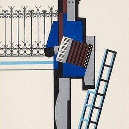 《手风琴/蓝杆音乐家》奥托·古斯塔夫·考尔斯特(Otto Gustav Carlsund)高清作品欣赏