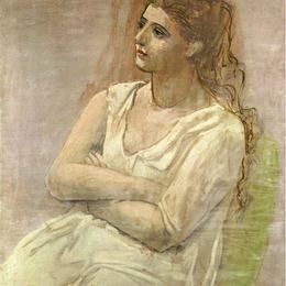 巴勃罗·毕加索(Pablo Picasso)高清作品:Seated woman with her arms folded (Sarah Murphy)