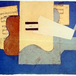 《吉他与音乐片》巴勃罗·毕加索(Pablo Picasso)高清作品欣赏