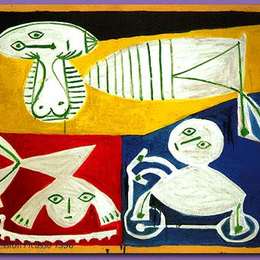 巴勃罗·毕加索(Pablo Picasso)高清作品:Francoise Gilot with Paloma and Claude