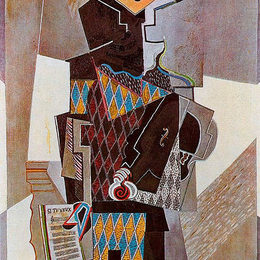 《小提琴与丑角》巴勃罗·毕加索(Pablo Picasso)高清作品欣赏