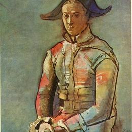 巴勃罗·毕加索(Pablo Picasso)高清作品:Seated harlequin (Jacinto Salvado)