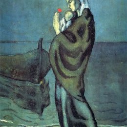 《海滩上的母亲和孩子》巴勃罗·毕加索(Pablo Picasso)高清作品欣赏