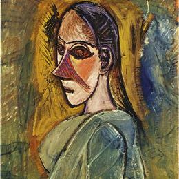 《阿维尼翁女青年半身像》巴勃罗·毕加索(Pablo Picasso)高清作品欣赏