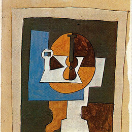 《水果和吉他碗》巴勃罗·毕加索(Pablo Picasso)高清作品欣赏