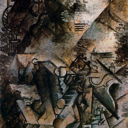 《带吉他和钢琴的女人》巴勃罗·毕加索(Pablo Picasso)高清作品欣赏