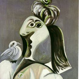 《带鸟的女人》巴勃罗·毕加索(Pablo Picasso)高清作品欣赏