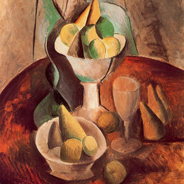《花瓶里的水果》巴勃罗·毕加索(Pablo Picasso)高清作品欣赏