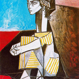 巴勃罗·毕加索(Pablo Picasso)高清作品:Portrait of Jacqueline Roque with her hands crossed