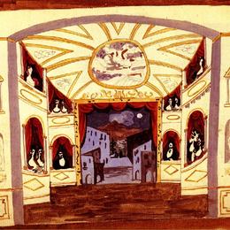 巴勃罗·毕加索(Pablo Picasso)高清作品:Scene design for &amp;ampquotPulcinella&amp;ampquot