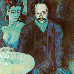 巴勃罗·毕加索(Pablo Picasso)高清作品:S. Junyer-Vidal with woman beside him