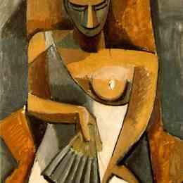 《有扇子的女人》巴勃罗·毕加索(Pablo Picasso)高清作品欣赏