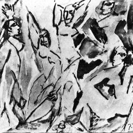 《阿维尼翁女孩（学习）》巴勃罗·毕加索(Pablo Picasso)高清作品欣赏