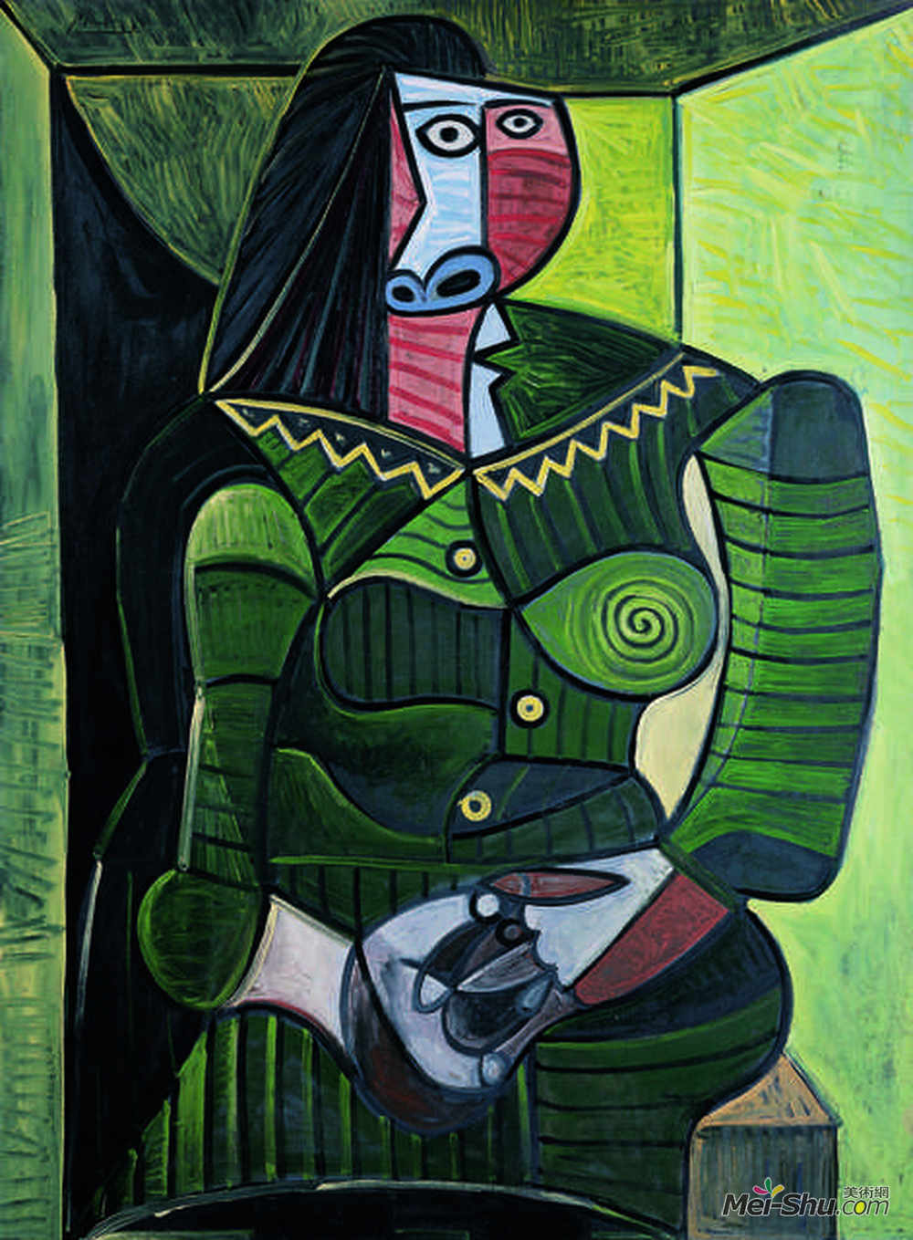 穿绿衣服的女人巴勃罗毕加索pablopicasso高清作品欣赏