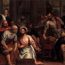 《基督洗门徒的脚》保罗·委罗内塞(Paolo Veronese)高清作品欣赏