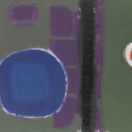 《绿色与紫色的蓝色圆盘画：1960年5月》帕特里克·赫伦(Patrick Heron)高清作品欣赏