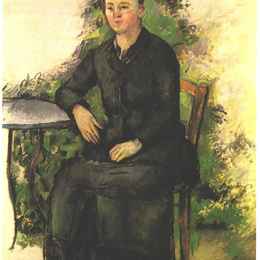 《塞尚夫人在花园里》保罗·塞尚(Paul Cezanne)高清作品欣赏
