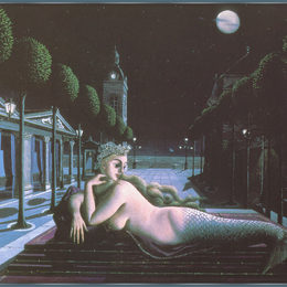 《月光下的汽笛》保罗·德尔沃(Paul Delvaux)高清作品欣赏