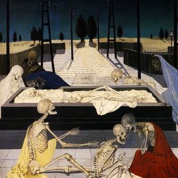 《焦点墓葬》保罗·德尔沃(Paul Delvaux)高清作品欣赏